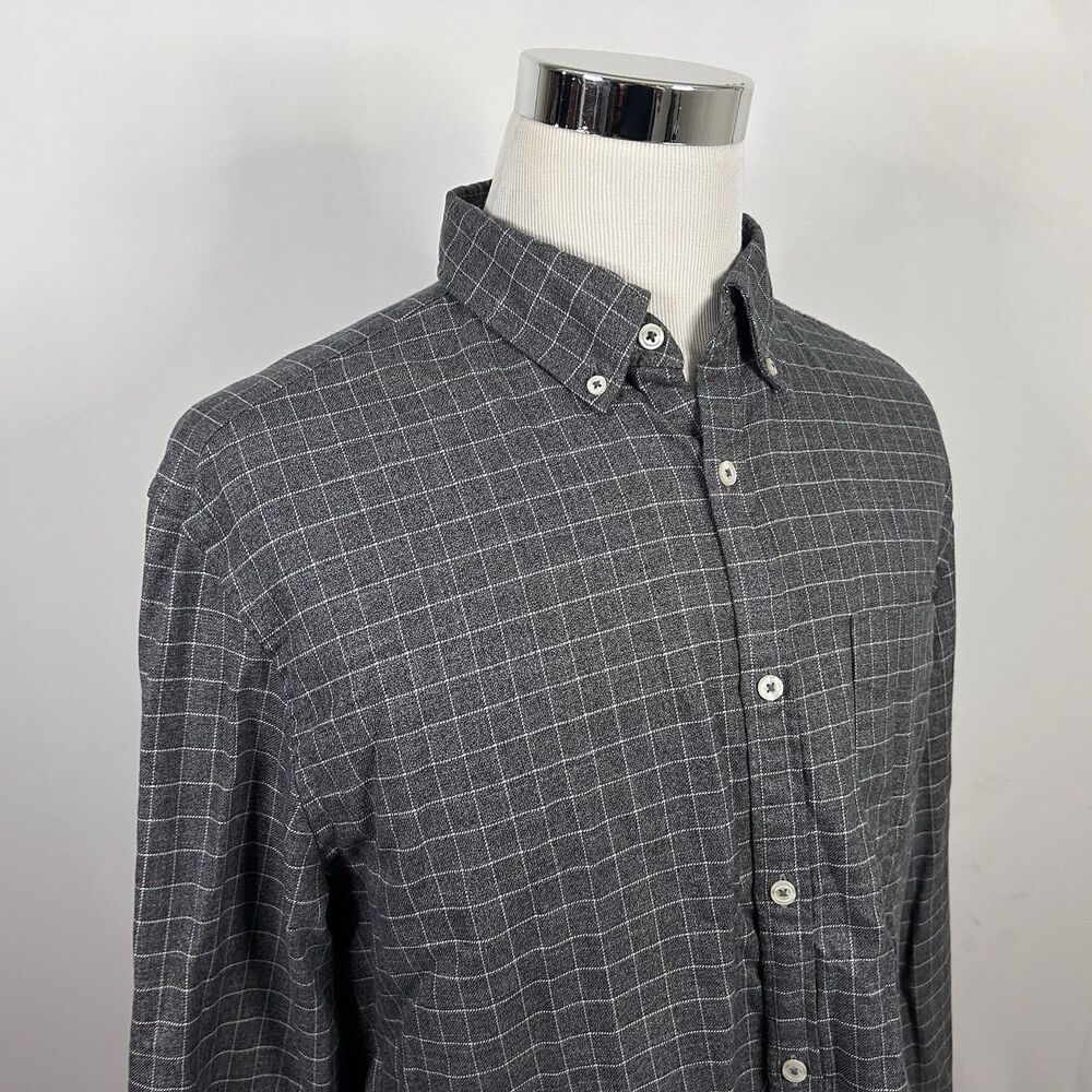 Charles‎ Tyrwhitt XL Extra Slim Fit Non Iron Flannel Shirt Gray White Plaid